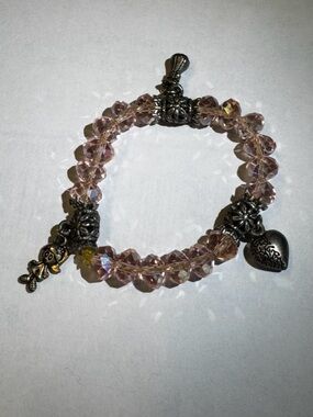 Adorable Pink Crystal Charm Bracelet